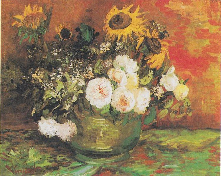 Vincent Van Gogh Bowl with Sunflowers china oil painting image